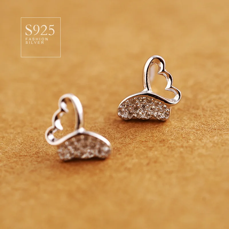 925 серьги sterlingSV Корейская Хрустальная Бабочка Изысканные милые темпераментные