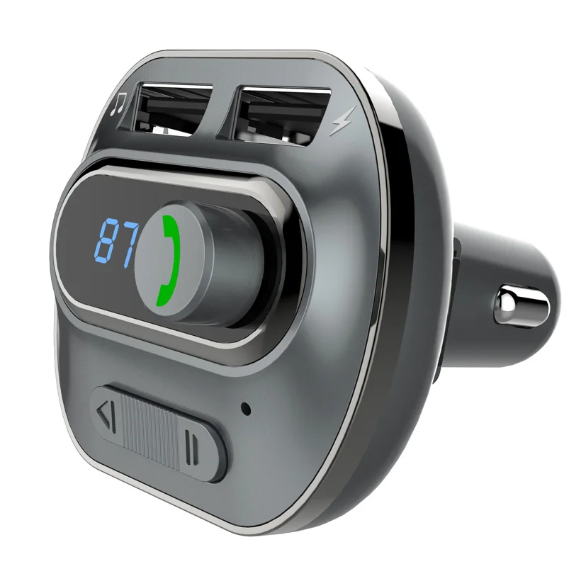  FM Transmitter Modulator Bluetooth-compatible Handsfree Car Kit Support TF/U Disk MP3 Audio Player Dual USB Charger |