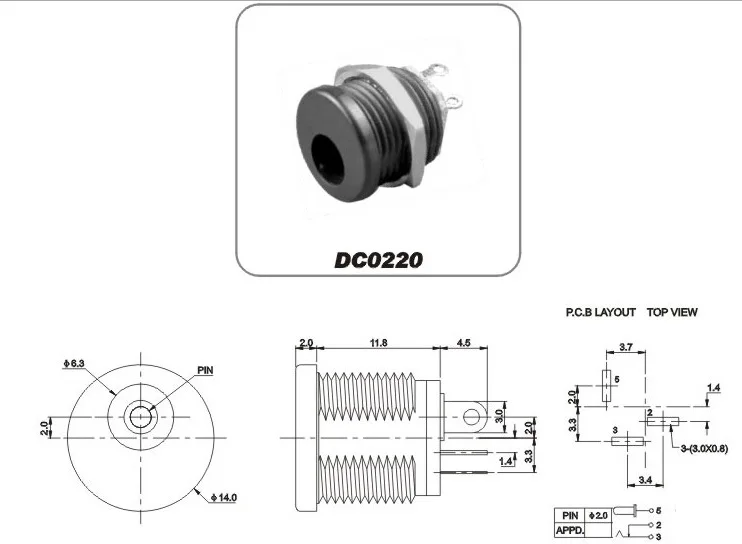 

500pcs/Lot Vertical Screw DC Power Jack 5.5x2.1 mm Male socket connector through hole solder PCB Mount Rating DC 30V 1.0A ID2.0
