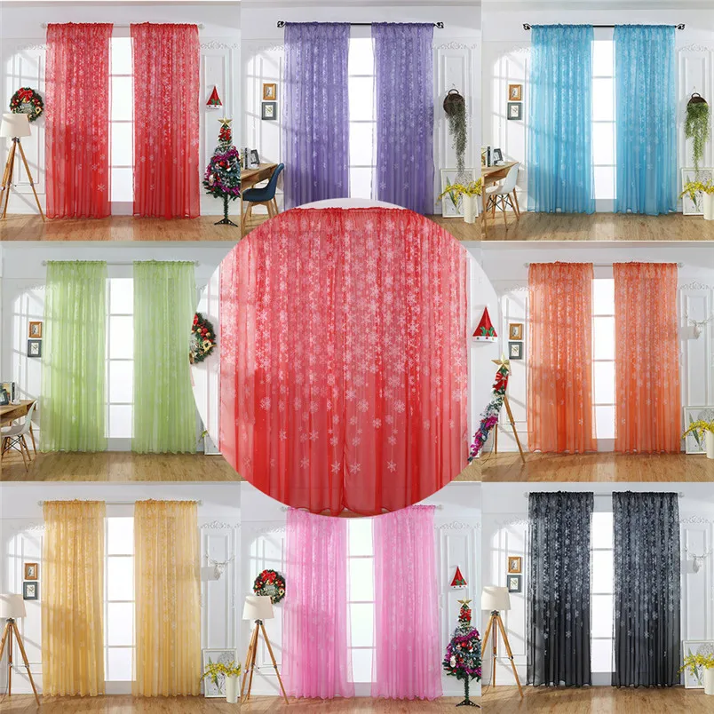 1 шт. рождественские шторы со снежинками Тюль обработка окна вуаль драпировка