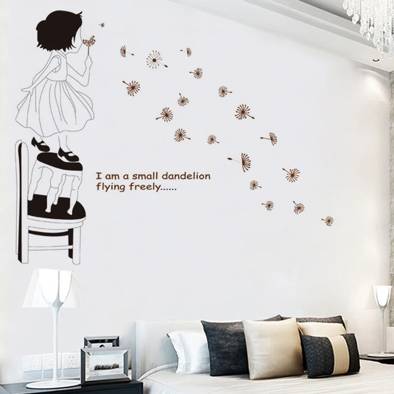 

Dandelion girl Wall Sticker PVC Material DIY Wall Decals For Living room Children's room Bedroom wall decoration stickers