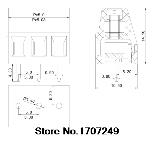 100 шт. KF128 5.08 3P 3Pin 5 08 мм Высокое качество экологические медные ножки PCB Клеммная