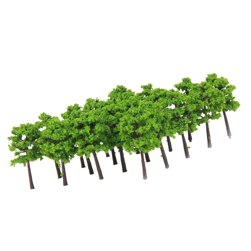 

40pcs/Pack Plastic Model Trees Train Railroad Diorama Scenery Layout Miniature Landscape Decor Accessory 1:250 Green