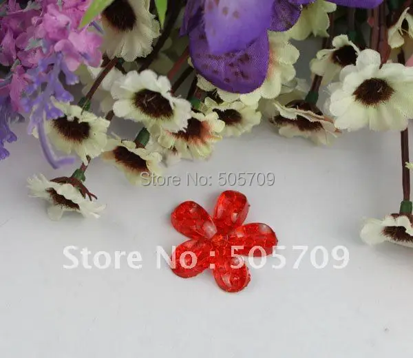 

FREE SHIPPING 80PCS red acrylic rhinestone nest flower flatback cabochon 30mm #22215