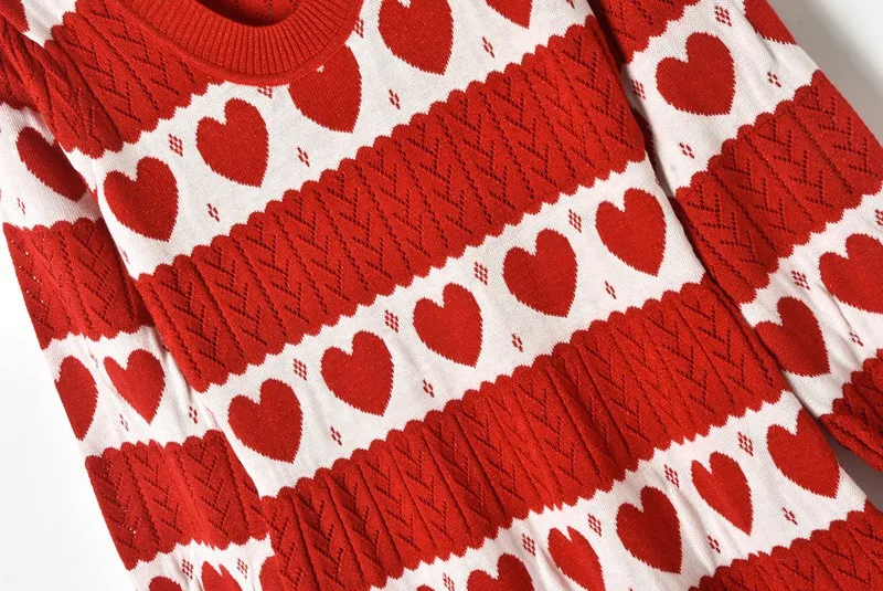 Женское трикотажное платье-свитер Love Heart платье трапециевидной формы длиной до
