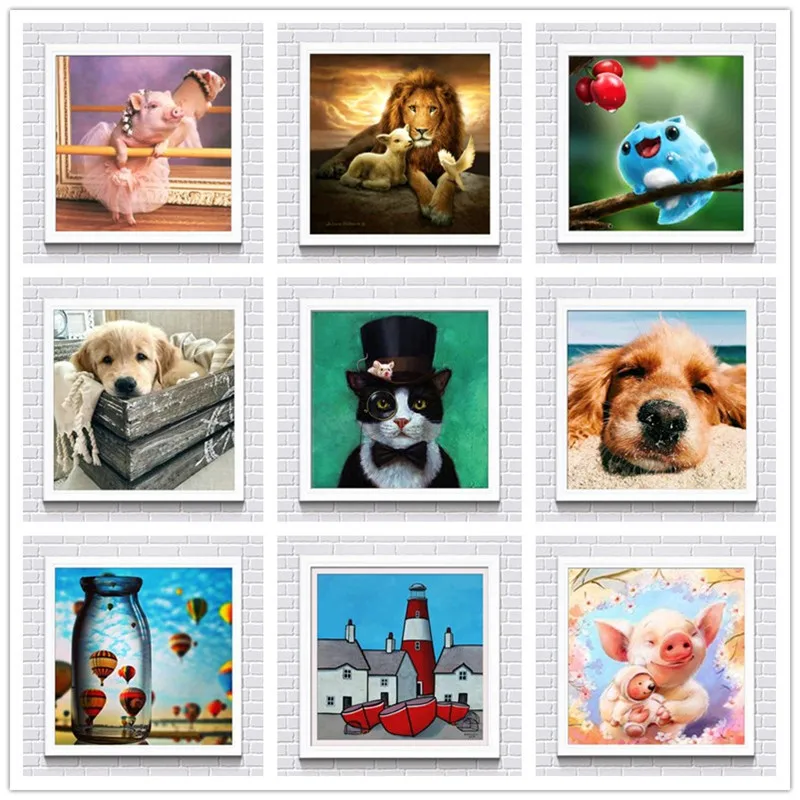 5D DIY Алмазная вышивка крестиком мультфильм животное цветок алмазные вышитые наклейки украшение дома