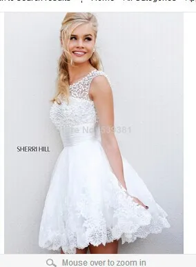 New Fashion Cap Sleeves See Through White Lace Prom Dresses 2014 vestidos de cocktail party gown | Свадьбы и торжества