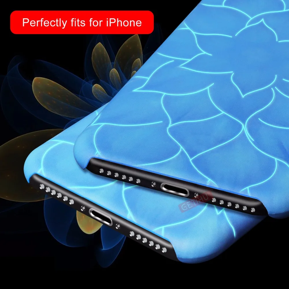 GETIHU Световой 3D Лотос чехол для iPhone X 8 7 Plus крышка тонкий роскошный 6 S плюс