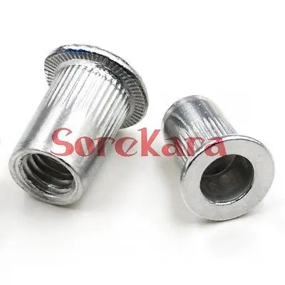 

50Pcs Flat Head Aluminum M4 M5-M10 Blind Insert Rivet Nut Rivnut Nutsert