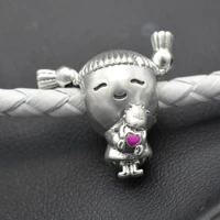 high quality 925 sterling silver zircon pigtail girl spiral hat children grandma charm bracelet diy jewelry