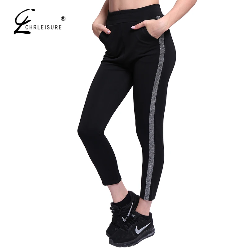 CHRLEISURE Для женщин шаровары Штаны сбоку полосатый впитывает пот и брюки сезон