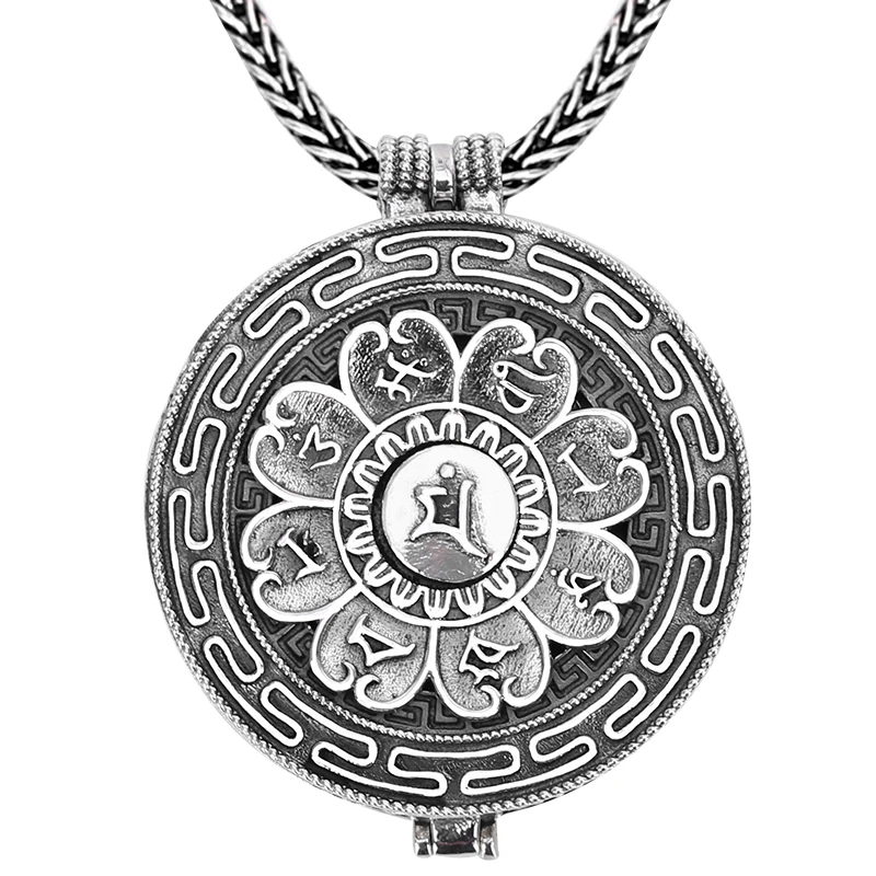 Серебро 100% пробы тибетская пословица с шестью словами подвеска ожерелье из