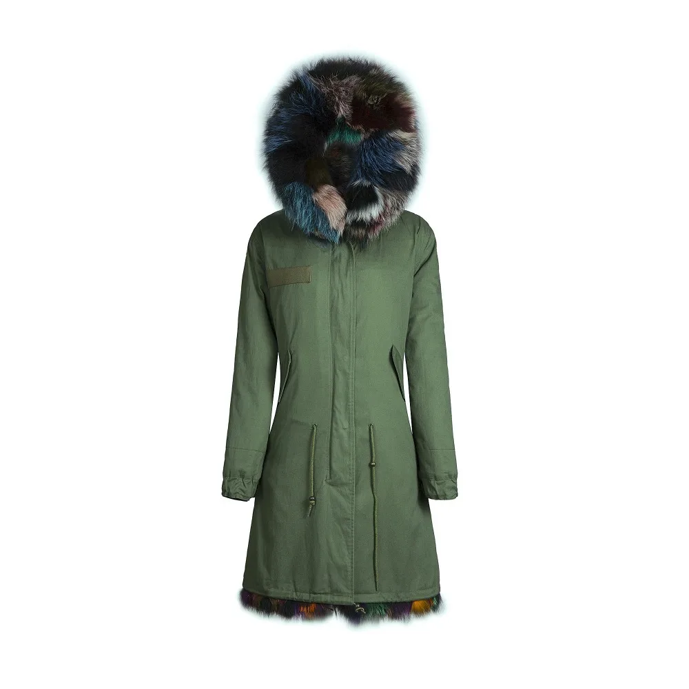 Парка женская зимняя из натурального Лисьего меха зеленая|fox fur coat|fox furfox coat real |