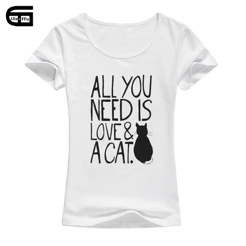 White Women Все, что вам нужно, это футболка с надписью Love and A Cat, Женская мода, Харадзюку кавайные топы, Хлопковые женские летние футболки B189 - Цвет: White Women