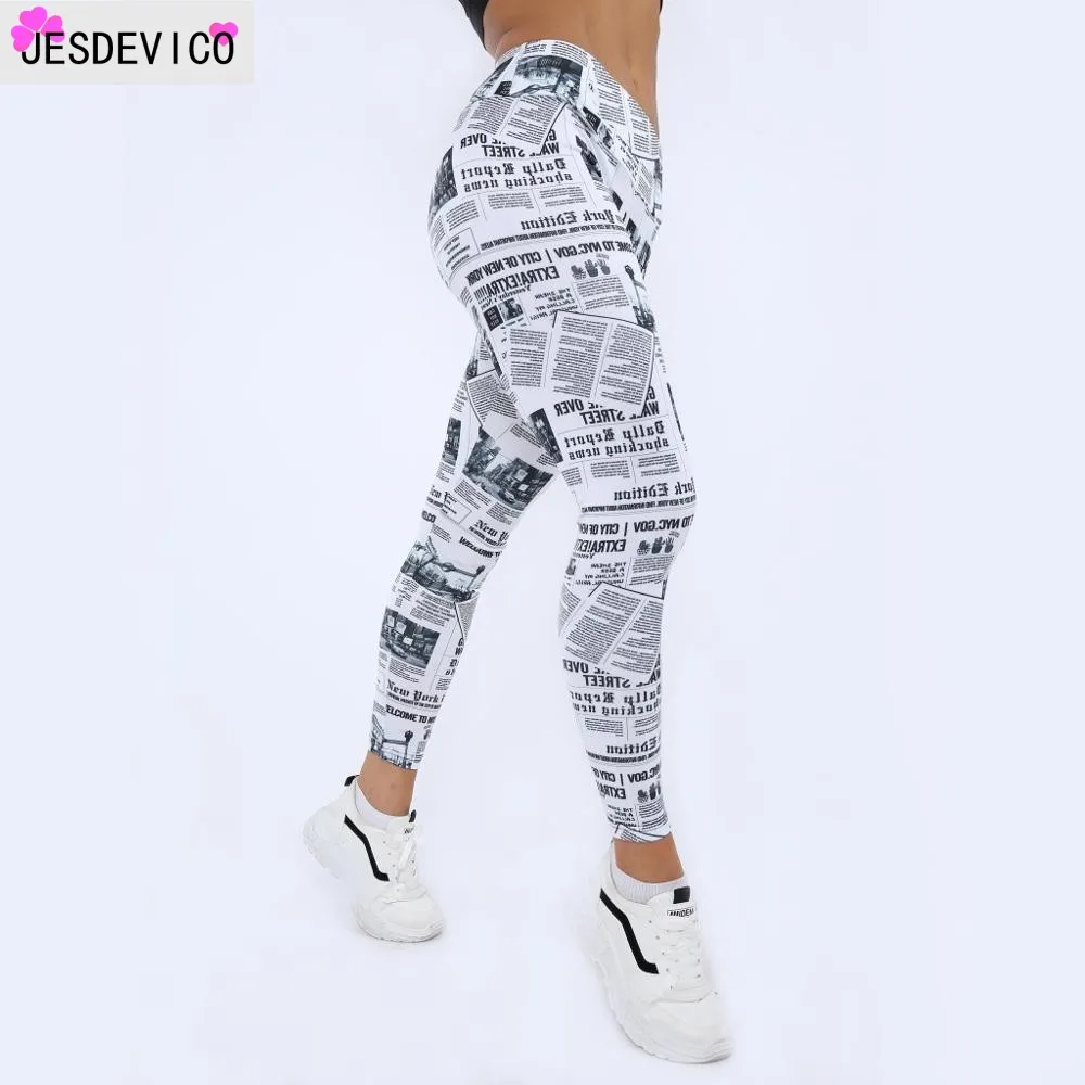 2019 новые модные сексуальные уличные повседневные Леггинсы газета повседневная с