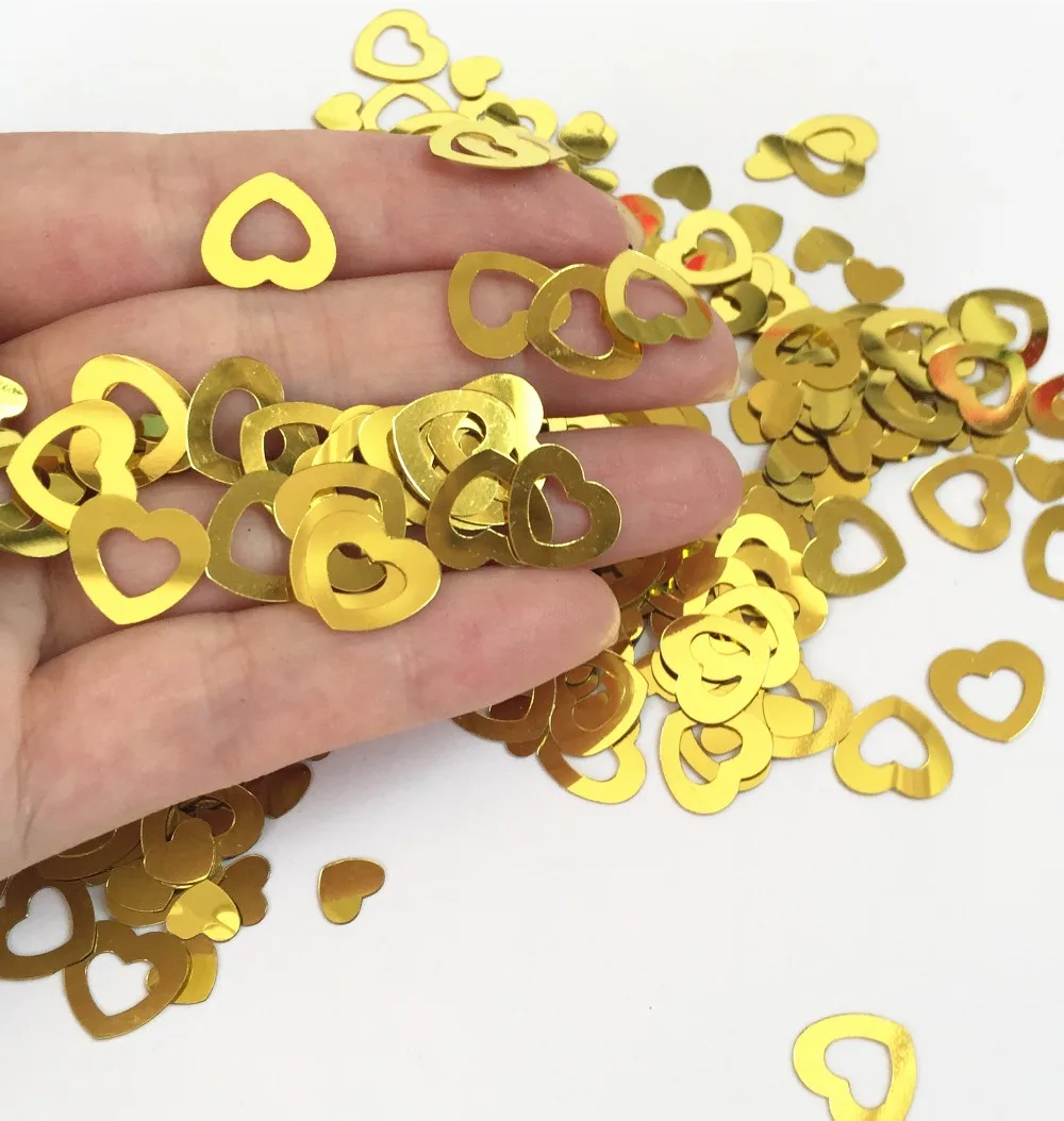 Золотая пустотелая конфетти из фольги с золотым сердечком декор для стола