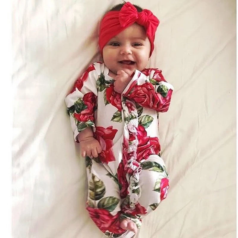 Комбинезон для маленьких девочек Милая одежда без рукавов с цветочным рисунком