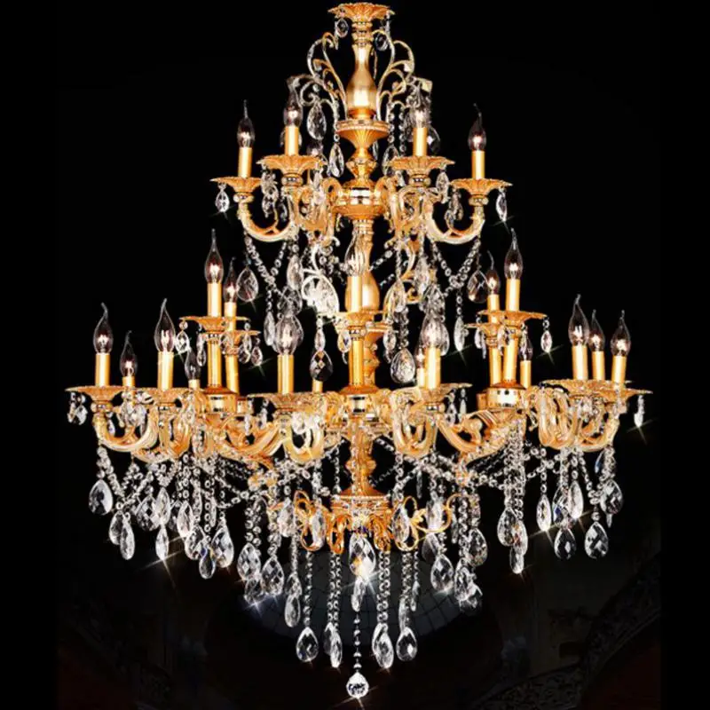 Традиционные золотые люстры с замком для виллы алюминиевые хрустальные