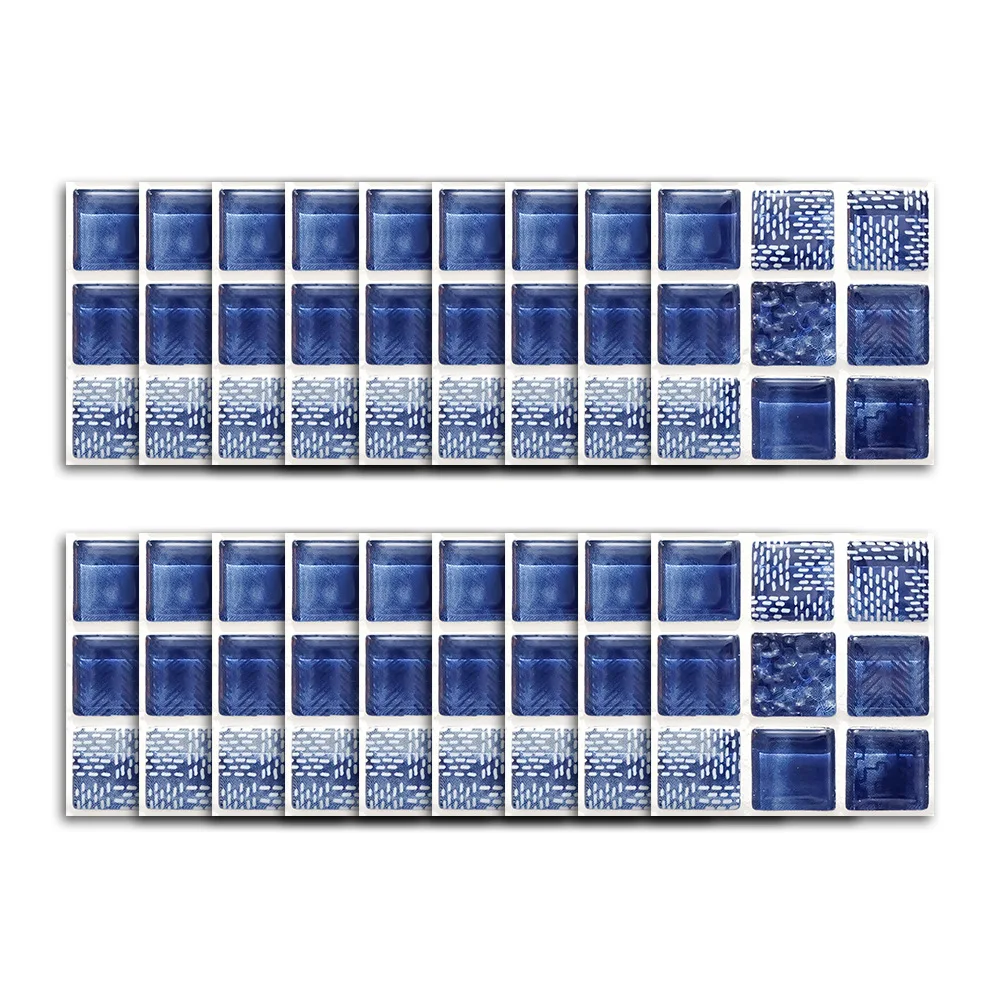 Фото 18 шт. стикеров из голубого стекла мозаичная плитка наклейки для кухни ванной