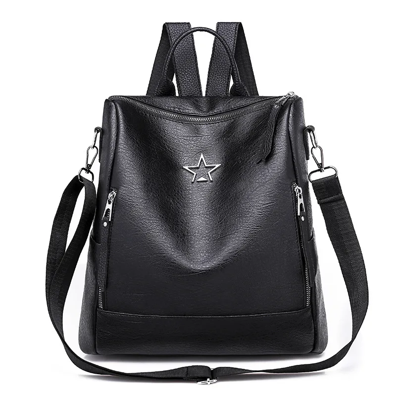 2019 высококачественный кожаный рюкзак для женщин черный Модный корейский