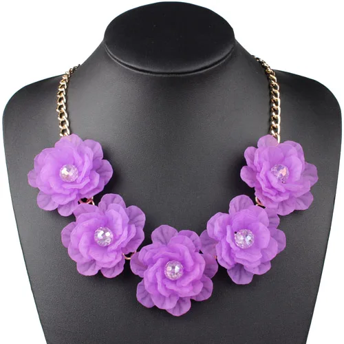 Purple Клэр Цзинь свежий Кристалл Короткие Модные женские украшения колье ожерелья пять цветов ожерелье популярные вечерние аксессуары - Окраска металла: Purple