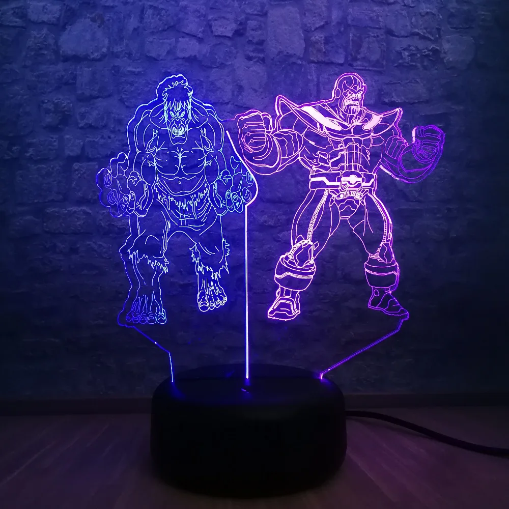 Marvel фигура Мстителей Халк танос 3D смешанные цвета luminaria USB зарядка лампа