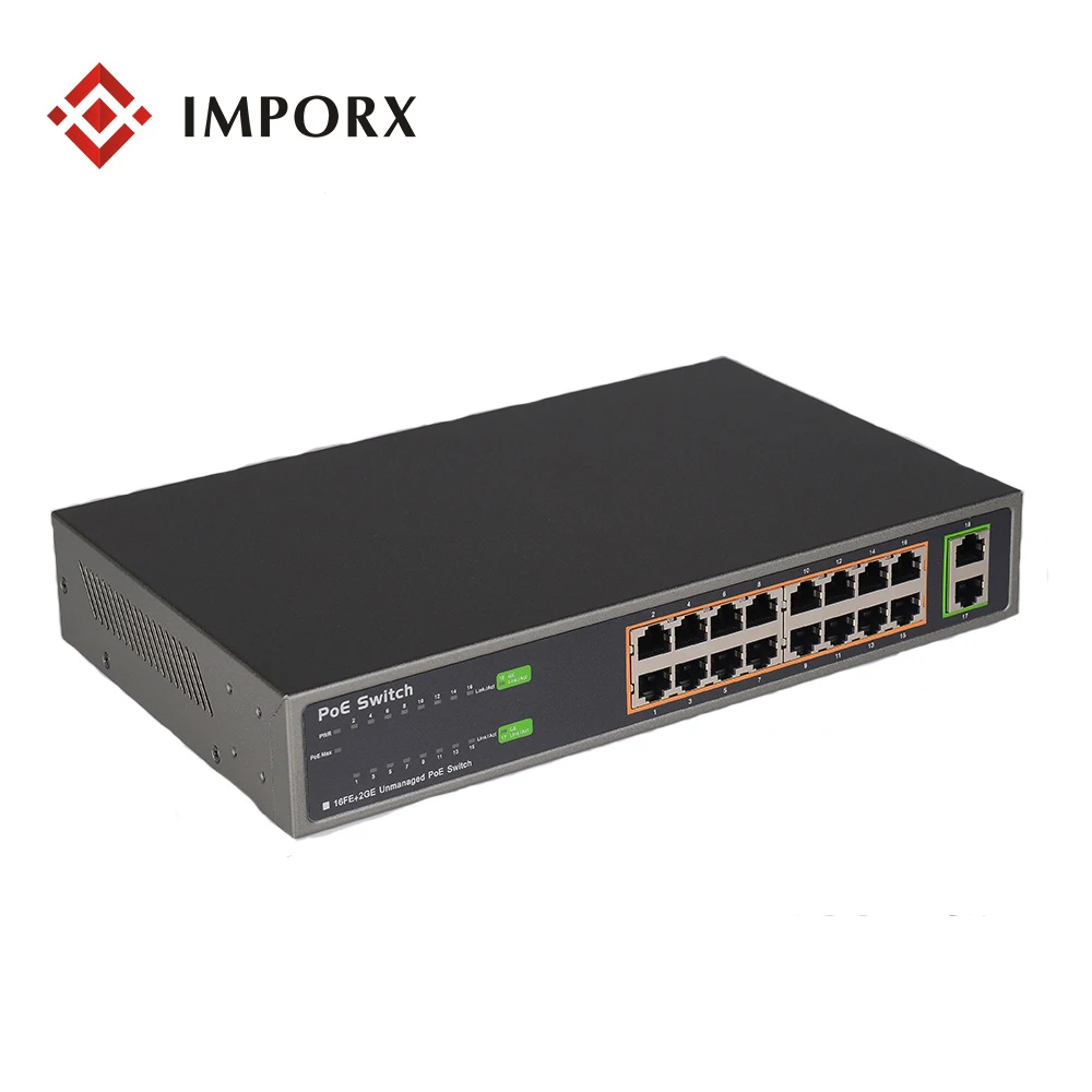 IMPORX 16 коммутатор POE портов ethernet с IEEE 802 3 af/at RJ45 Порты Профессиональный сетевой 10/100