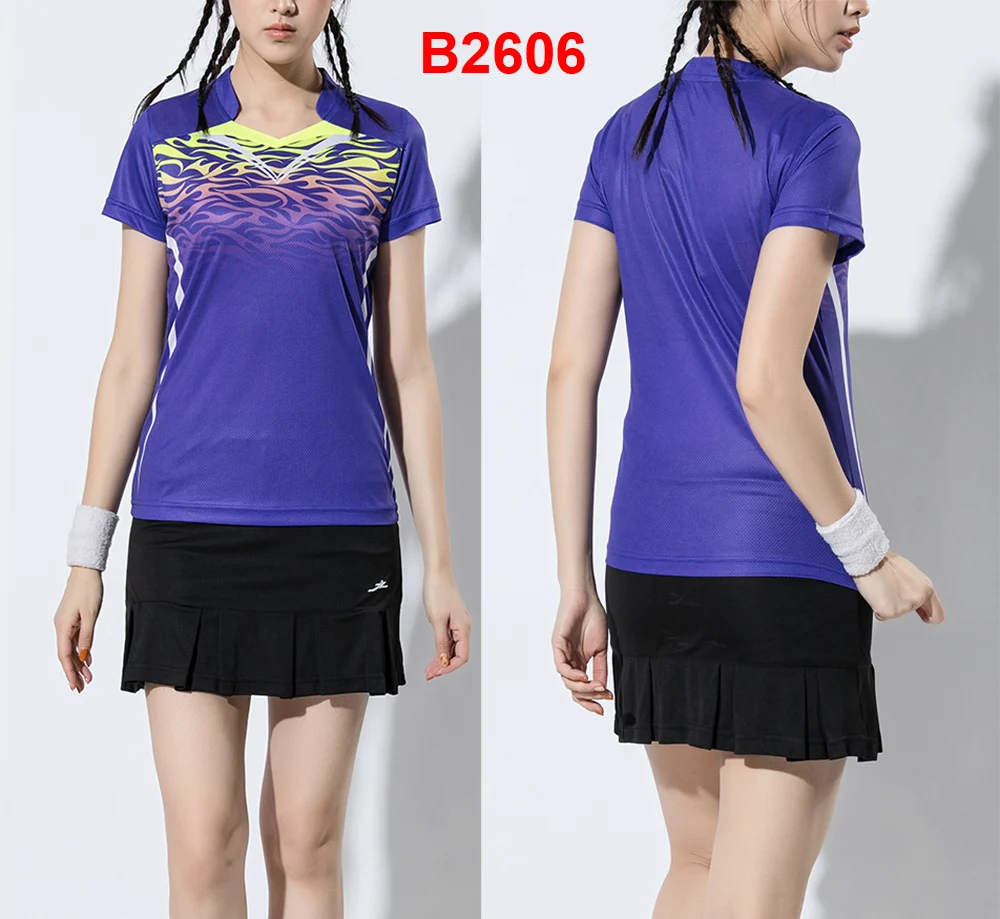 B2606 women 1 set Женская одежда для бадминтона Qucik, спортивные комплекты, одежда для тенниса, одежда для бадминтона, комплекты одежды для тенниса, спортивные костюмы - Цвет: B2606 women 1 set