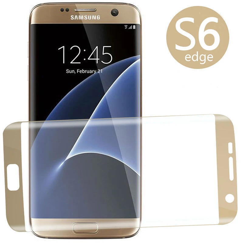 Screen Protector for Samsung Galaxy S6 Edge Curved Full Cover Protective Film Guard 9H Premium Tempered Glass | Мобильные телефоны