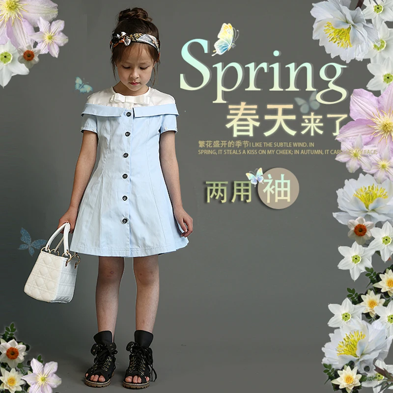 Lavensey Children Clothes Casual Dresses For Girls Short Sleeve Round Neck Collar Dress Comfortable 100% Cotton Girl | Детская одежда и