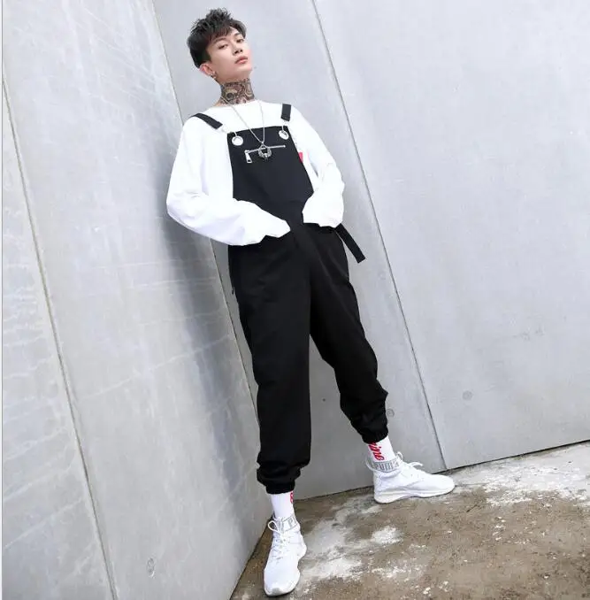 Мужские свободные брюки в стиле хип хоп уличные японском костюмы для певиц осень