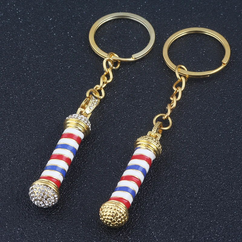 Barber Shop Pole 3D Chain Choker Keychain Hip Hop KeyChain Inlaid crystal | Украшения и аксессуары
