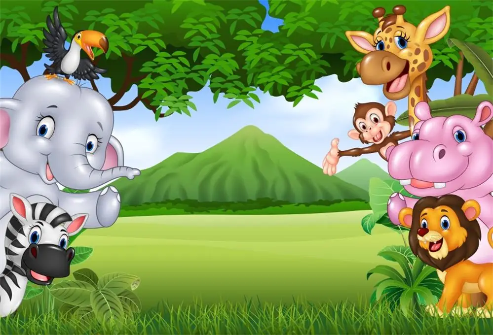 Jungel Safari день рождения фоны лес ребенок мультфильм вечерние Портретные фотографии фоны фотосессия Фотостудия - Цвет: NBK08574