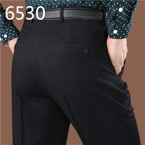6530 black ICPANS костюм брюки формальная мужская одежда костюмы и Блейзер костюм брюки человек формальный осень зима платье брюки смесь шерсти большой размер 44 - Цвет: 6530 black