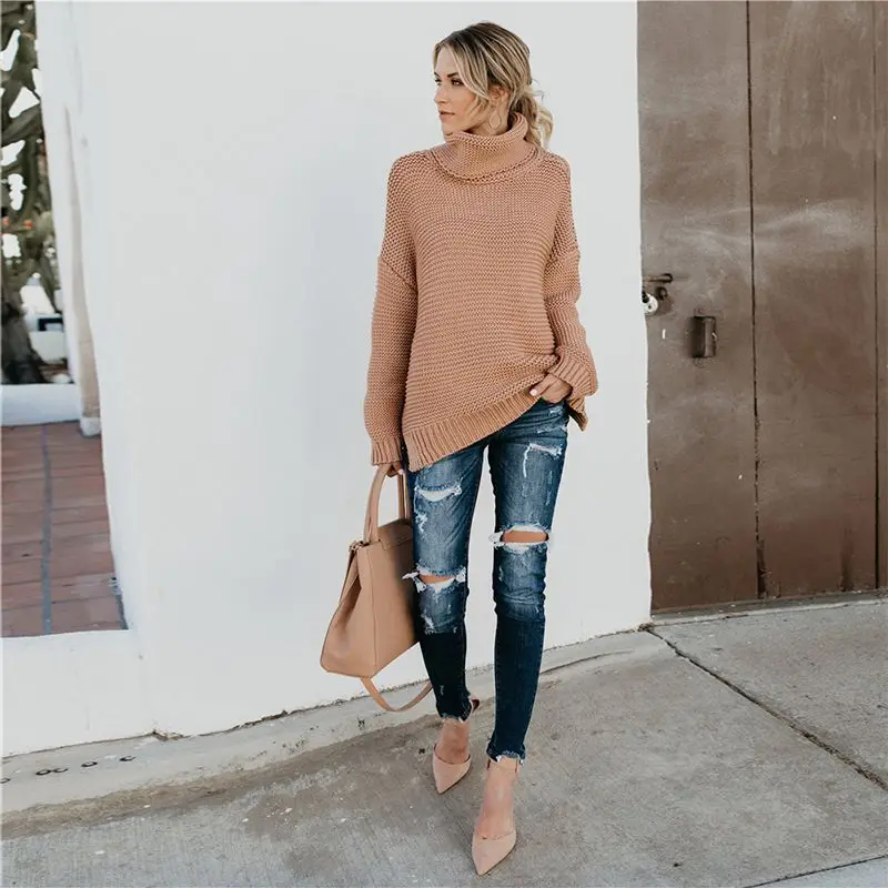 

Winter Turtleneck Sweater Women Casual Loose Long Sleeve Coarse Warm Pullover Female Cable Knitted Oversized Sweaters