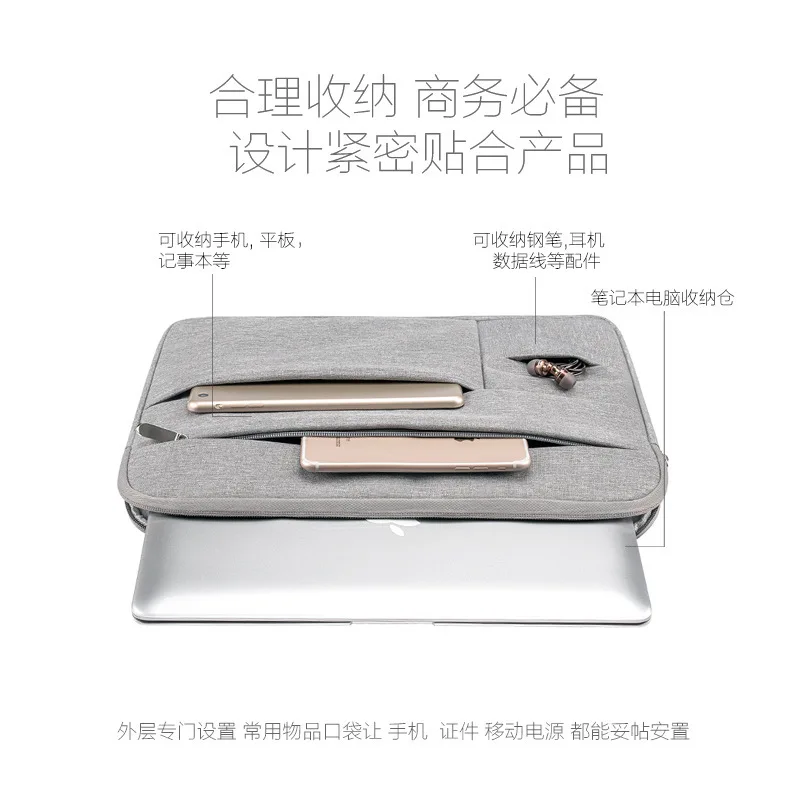 Холст сумка для ноутбука macbook air 11 12 13 15 дюйма молнии чехол mac lenovo мышь tablet carry