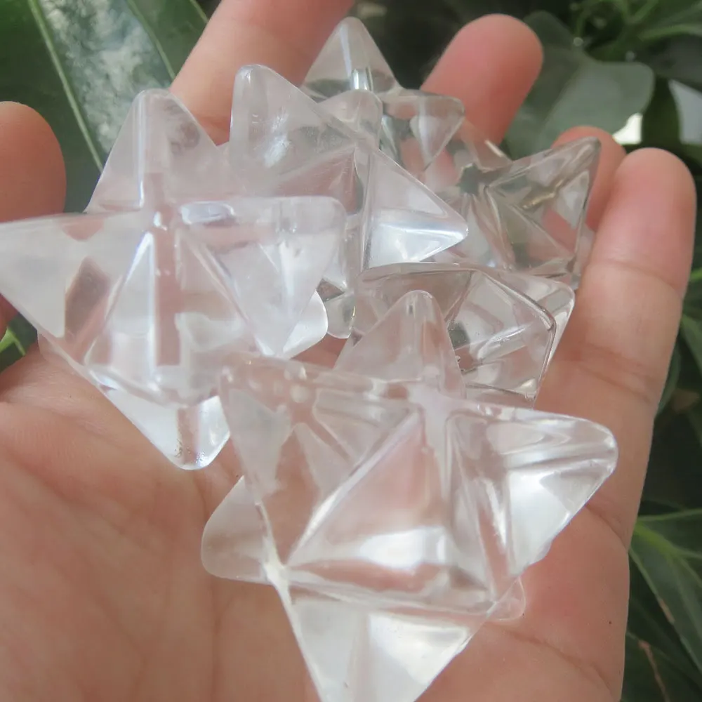 20 мм натуральный прозрачный кварцовый кристаллический Меркаба звезда резьба для