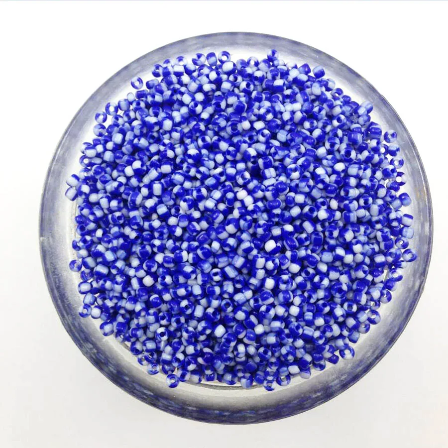 16 г 1000X 2 мм 12/0 синий белый разноцветные круглые непрозрачные бусины Распорки Cezch