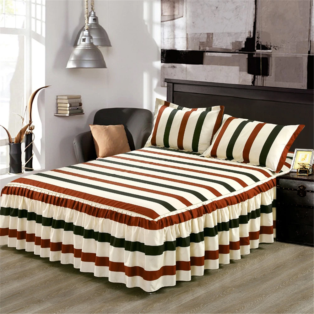 

30Classic Single Layer Bed Skirt Bedding Set Non-slip Sheet Cover Bed Sheet Room Decor Flower Printing Bedspread Pillowcase 3pcs