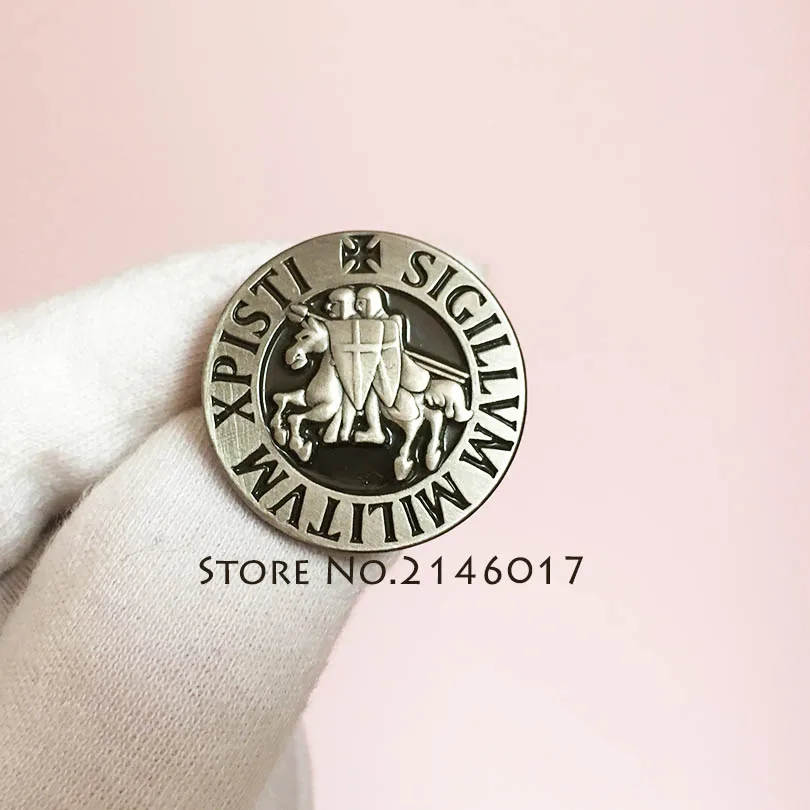 

10pcs Mason Lapel Pins and Brooch 1'' Masonic Knights Templar Seal Crusaders Solomon Temple Badge Shield Freemason Metal Pin