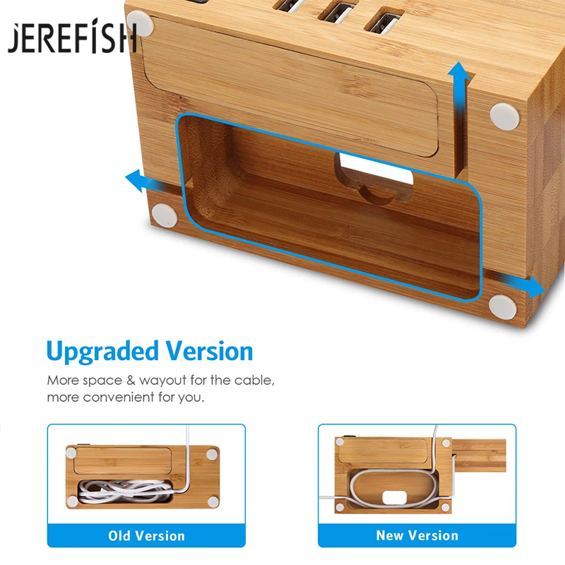 JEREFISH 3 в 1 зарядное устройство для мобильного телефона + деревянный держатель