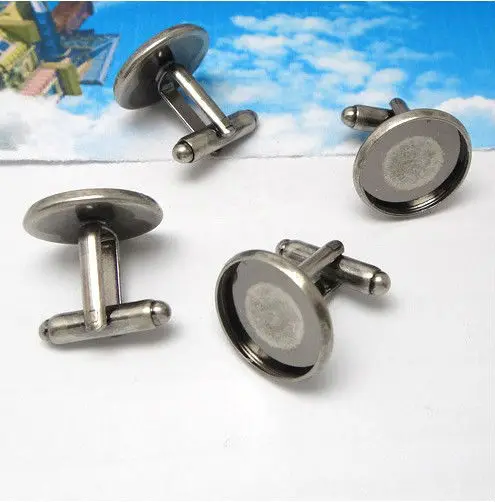 10 шт старинное серебро 16 мм Круглые Пустые Настройки запонки #22703|cuff links|blank cuff