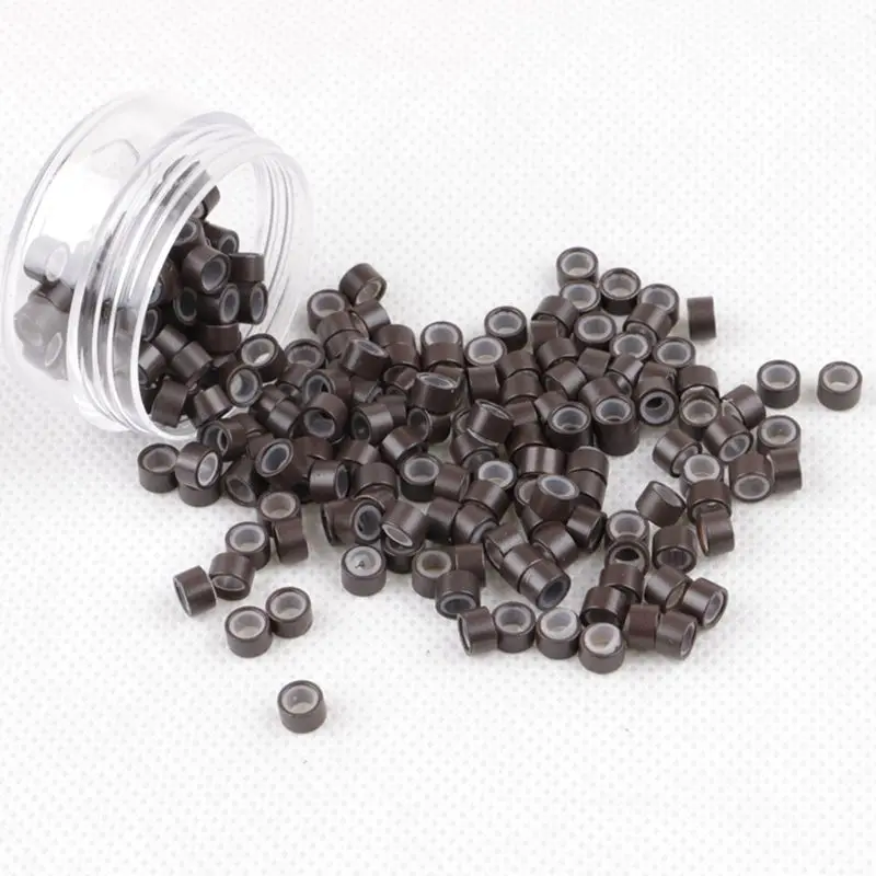 10000pcs/Bag Black Color 5.0x3.0x3.0mm Silicone Micro Rings/Links/Beads/ Tools For All Kinds Hair Extensions