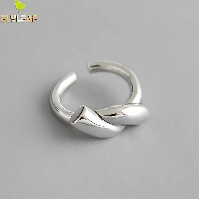 

Flyleaf Ins Minimalist Rope Knot Tie Real 925 Sterling Silver Rings For Women Fine Jewelry Open Ring High Quality Designer