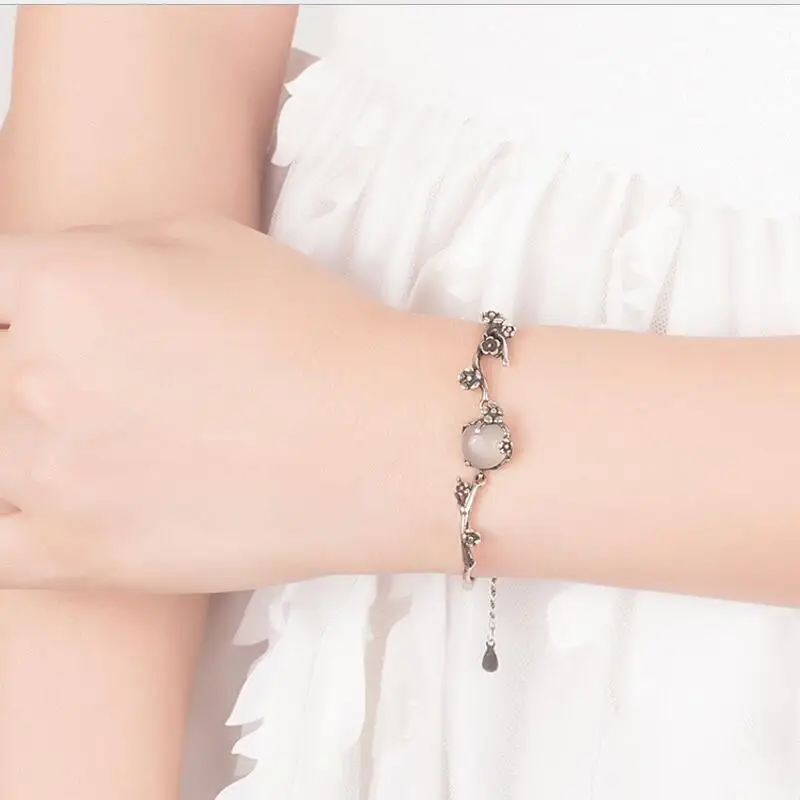 Natural moon cat ey se stone Plum Patchwork bracelet Plated Vintag s style charm wed Fashion jewelry romantic dropshipping | Украшения и