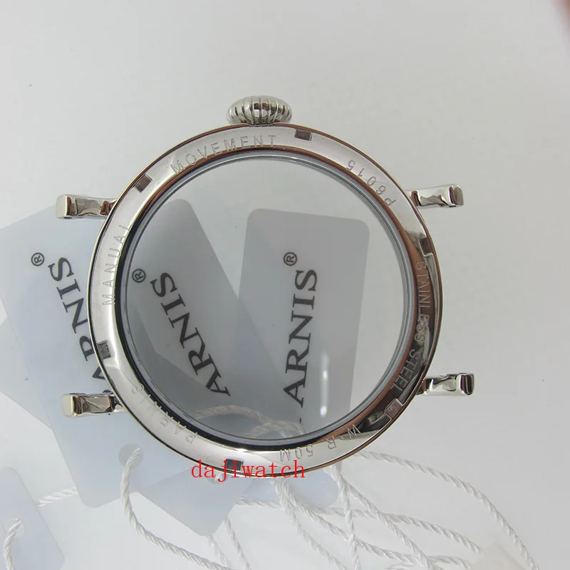 

46mm silver stainless steel polished PVD case for the 6498 6497 movement, case with mineral crystal glass