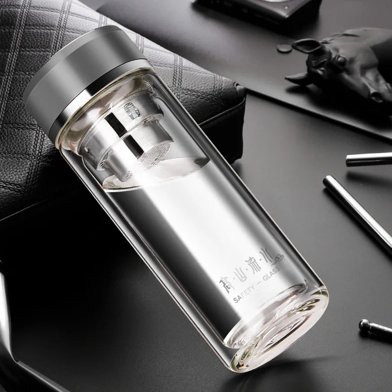 300 мл стеклянная бутылка для воды с двойными стенками из нержавеющей стали фильтр