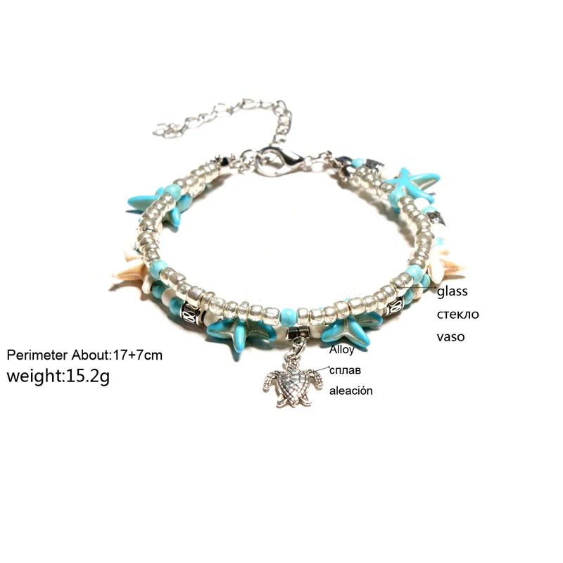 MOON GIRL Shell Beads анклеты Морская звезда для женщин многослойный ножной браслет ручной работы богемные ювелирные сандалии Прямая поставка
