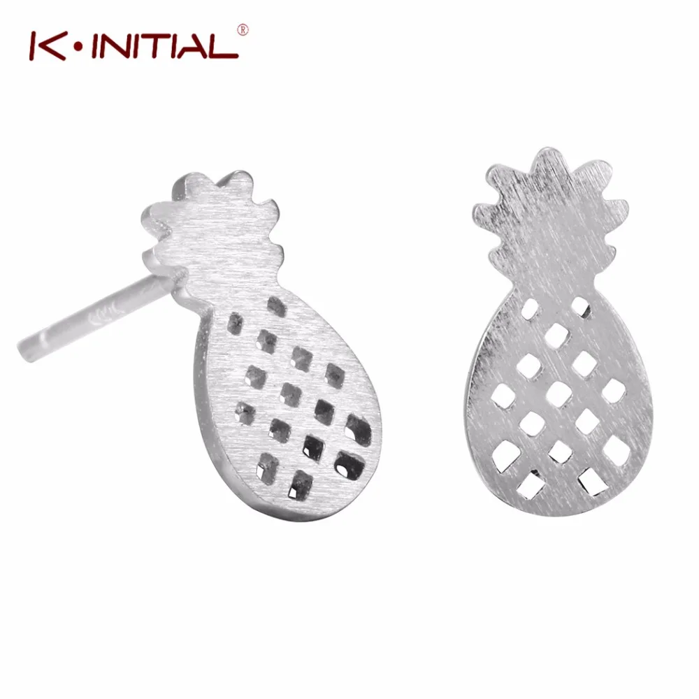Kinitial 925 Серебряный Фрукты Ананас Серьги-гвоздики минималистский милые серьги