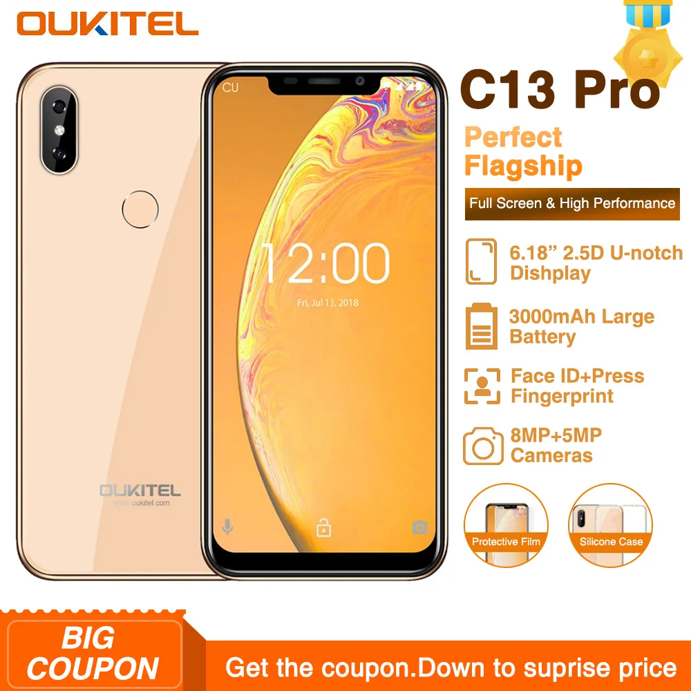 OUKITEL C13 Pro 2 ГБ 16 Android 9 0 5G/2 4G wifi мобильный телефон MT6739 четырехъядерный Гб 6 18 &quot19:9 FACE